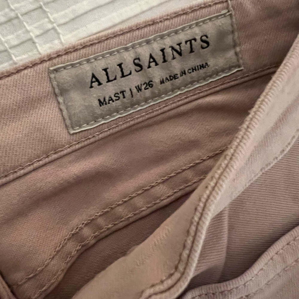Dusty Pink Allsaints MAST Denim Skinny Jean